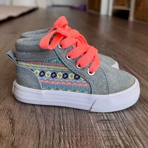 CRAZY 8 Denim Sneakers with Neon Pink Laces